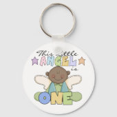 アフリカ系アメリカ人ボーイ1歳の誕生日Tシャツ キーホルダー (正面)