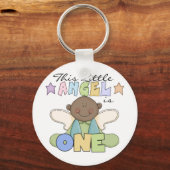 アフリカ系アメリカ人ボーイ1歳の誕生日Tシャツ キーホルダー (正面)