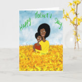 アフリカ系アメリカ人マザーズデイカード カード (黄色い花)