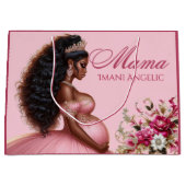 アフリカ系アメリカ人ママがピンク&金ゴールド ラージペーパーバッグ (正面)