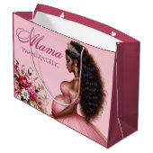 アフリカ系アメリカ人ママがピンク&金ゴールド ラージペーパーバッグ (裏面アングル)