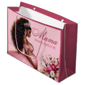 アフリカ系アメリカ人ママがピンク&金ゴールド ラージペーパーバッグ (正面アングル)