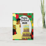 アフリカ系アメリカ人ママ誕生日 カード<br><div class="desc">全世界の女性のための最高のバースデータカード"お母さん。 このカードはユニークアメリカの国の色、ケーキ、そして美しいアフリカ系アメリカ人の女性を黄色の夕べドレスで特集。</div>