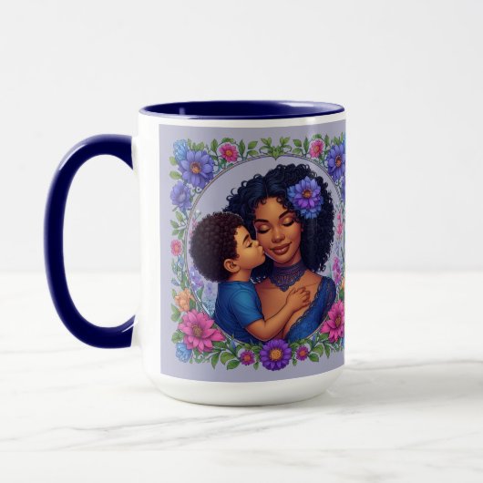アフリカ系アメリカ人ママ&ソンスウィートキス母の日 マグカップ (左)