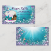 アフリカ系アメリカ人マーメイドおむつラッフルチケット エンクロージャーカード (正面/裏面)
