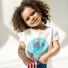 アフリカ系アメリカ人マーメイドかわいいカスタム誕生日ガール トドラーTシャツ