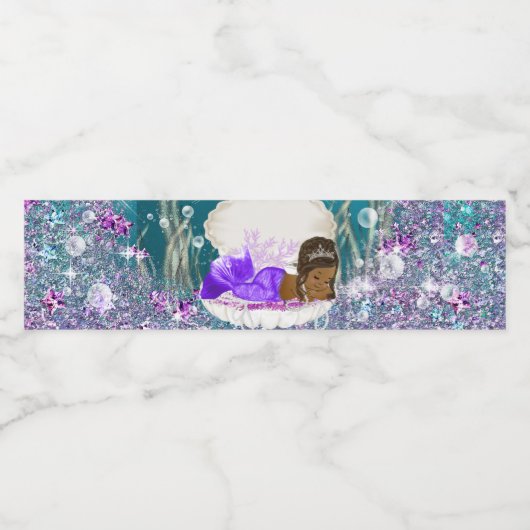 アフリカ系アメリカ人マーメイドのウォーターボトルラベル ペットボトルラベル (シングルラベル)