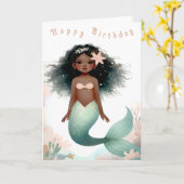 アフリカ系アメリカ人マーメイドカード カード (黄色い花)