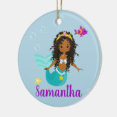 アフリカ系アメリカ人マーメイドカーリーヘア族カスタム民族 セラミックオーナメント (左)