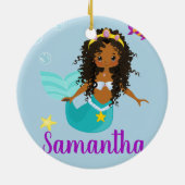 アフリカ系アメリカ人マーメイドカーリーヘア族カスタム民族 セラミックオーナメント (裏面)