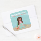 アフリカ系アメリカ人マーメイドガールありがとう スクエアシール (封筒)