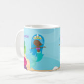 アフリカ系アメリカ人マーメイドガールかわいいカスタム子たち コーヒーマグカップ (正面左)
