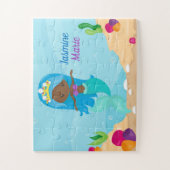 アフリカ系アメリカ人マーメイドガールキッズカワイイカスタム ジグソーパズル (縦)