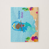 アフリカ系アメリカ人マーメイドガールキッズカワイイカスタム ジグソーパズル (縦)