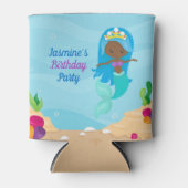 アフリカ系アメリカ人マーメイドガールズバースデーパーティー 缶クーラー (正面)