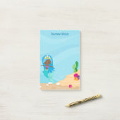 アフリカ系アメリカ人マーメイドガールパーソナライズされたキッズ ポストイット (デスク上)