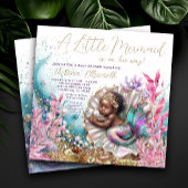 アフリカ系アメリカ人マーメイドクラムシェルベイビーシャワー 招待状