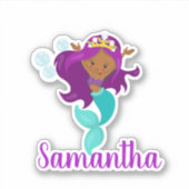 アフリカ系アメリカ人マーメイドパーソナライズされた シール (正面)