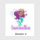 アフリカ系アメリカ人マーメイドパーソナライズされた シール (シート)