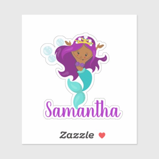 アフリカ系アメリカ人マーメイドパーソナライズされた シール (シート)