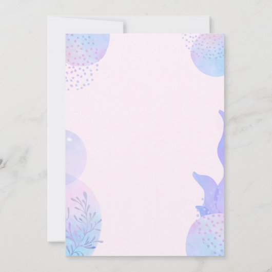 アフリカ系アメリカ人マーメイドピンクと紫のパーティー 招待状 (裏面)