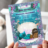 アフリカ系アメリカ人マーメイドプリンセスベビーシャワー 招待状