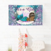 アフリカ系アメリカ人マーメイドプリンセスベビーシャワー 横断幕 (インサイチュ)