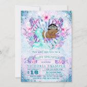 アフリカ系アメリカ人マーメイドベビーシャワー招待状 招待状 (正面)