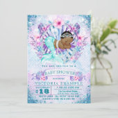 アフリカ系アメリカ人マーメイドベビーシャワー招待状 招待状 (スタンド正面)