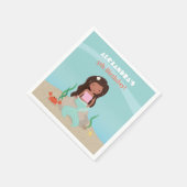 アフリカ系アメリカ人マーメイド誕生日パーティナプキンス スタンダードカクテルナプキン (角)