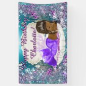 アフリカ系アメリカ人マーメイド誕生日パーティバナー 横断幕 (縦)