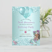 アフリカ系アメリカ人マーメイド誕生日パーティーへの招待 カード (スタンド正面)