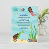 アフリカ系アメリカ人マーメイド誕生日パーティー 招待状 (スタンド正面)