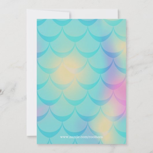 アフリカ系アメリカ人マーメイド誕生日パーティー 招待状 (裏面)