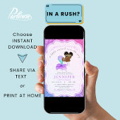 アフリカ系アメリカ人マーメイド赤ちゃんシャワー 招待状