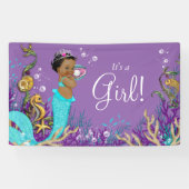 アフリカ系アメリカ人マーメイド赤ちゃんシャワー 横断幕 (横)