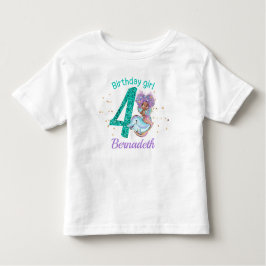 アフリカ系アメリカ人マーメイド4th誕生日Tシャツ トドラーTシャツ