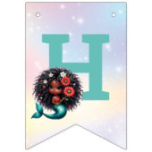 アフリカ系アメリカ人マーメイド5th誕生日写真 バンティングフラッグ (第2の旗)