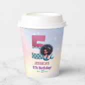 アフリカ系アメリカ人マーメイド5th誕生日写真 紙コップ (正面)