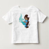 アフリカ系アメリカ人マーメイド、ブラウンヘア、イルカ トドラーTシャツ (正面)