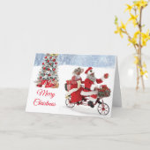 アフリカ系アメリカ人ミセス・クロース・クリスマスカード カード (黄色い花)