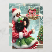 アフリカ系アメリカ人ミセス・クロース・クリスマスカード シーズンカード (正面/裏面)