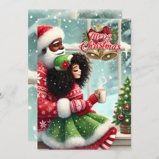 アフリカ系アメリカ人ミセス・クロース・クリスマスカード シーズンカード (正面/裏面)