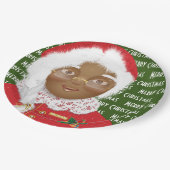 アフリカ系アメリカ人ミセス・クロース・クリスマス・ホリデー ペーパープレート (アングル)