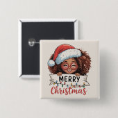 アフリカ系アメリカ人メリークリスマスアフリカブラック 缶バッジ (正面&裏面)
