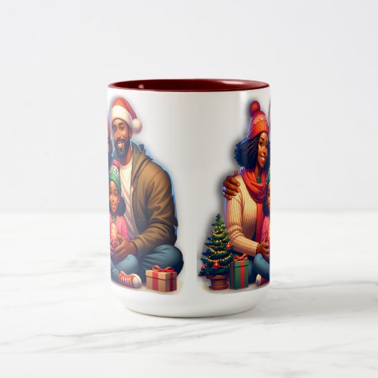 アフリカ系アメリカ人メリークリスマス ツートーンマグカップ (中央)