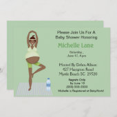 アフリカ系アメリカ人ヨガママ ベビーシャワー 招待状 (正面/裏面)