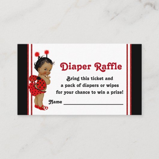 アフリカ系アメリカ人ラディバグオムツラッフルチケット エンクロージャーカード (正面)