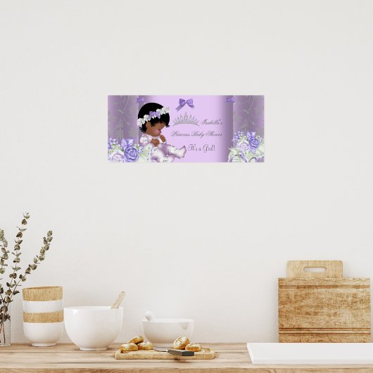 アフリカ系アメリカ人ラベンダーグレーベイビーシャワーガール ポスター (キッチン)