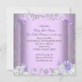 アフリカ系アメリカ人ラベンダーグレーベイビーシャワーガール 招待状 (裏面)
